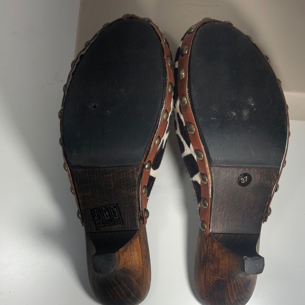 Miu Miu Prada Luxe Leopard  Print Calf Hair Studded Mules,Size 7 (US) - Picture 8 of 15